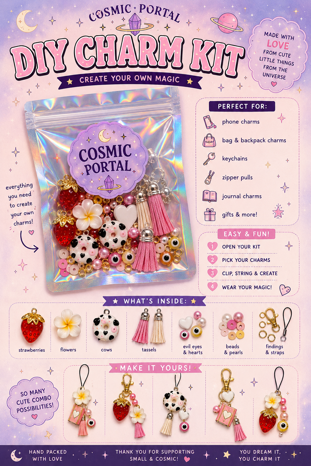 ✨ Cosmic Portal DIY Charm Kit ✨Strawberry Dreams